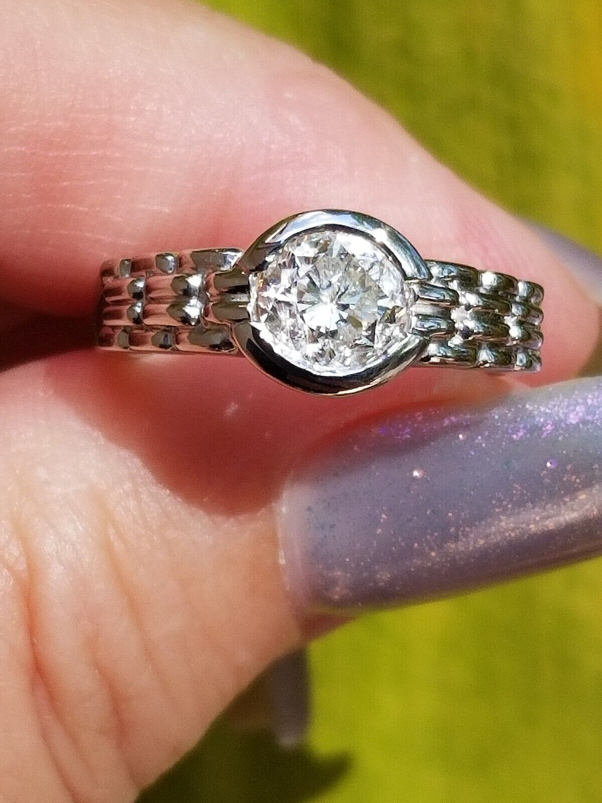 1CT Solitaire Diamond Simplistic Bezel Platinum r… - image 4