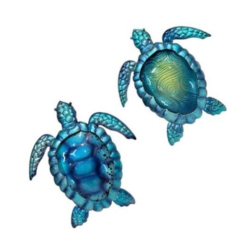Metal Turtle Wall Art Decor Ocean Wall Hanging Coastal Wall Blue&Green