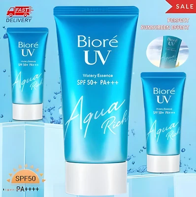 2~4 PCSPopular Biore Kao UV Sunscreen Aqua Rich Watery Essence SPF50+ PA++++ 50g