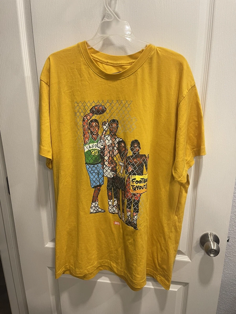 mens akoo t shirt 2XL football tryouts yellow gold