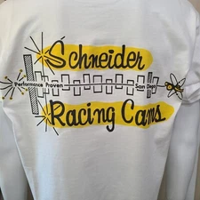 Vintage GASSER/DRAG/NASCAR/SPRINT/ RACE T-shirt SCHNEIDER RACING CAMS SAN DIEGO