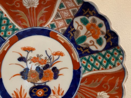 Wunderschöner antiker japanischer Imari gewellter Teller 9 7/8 Zoll - Bild 5 von 10