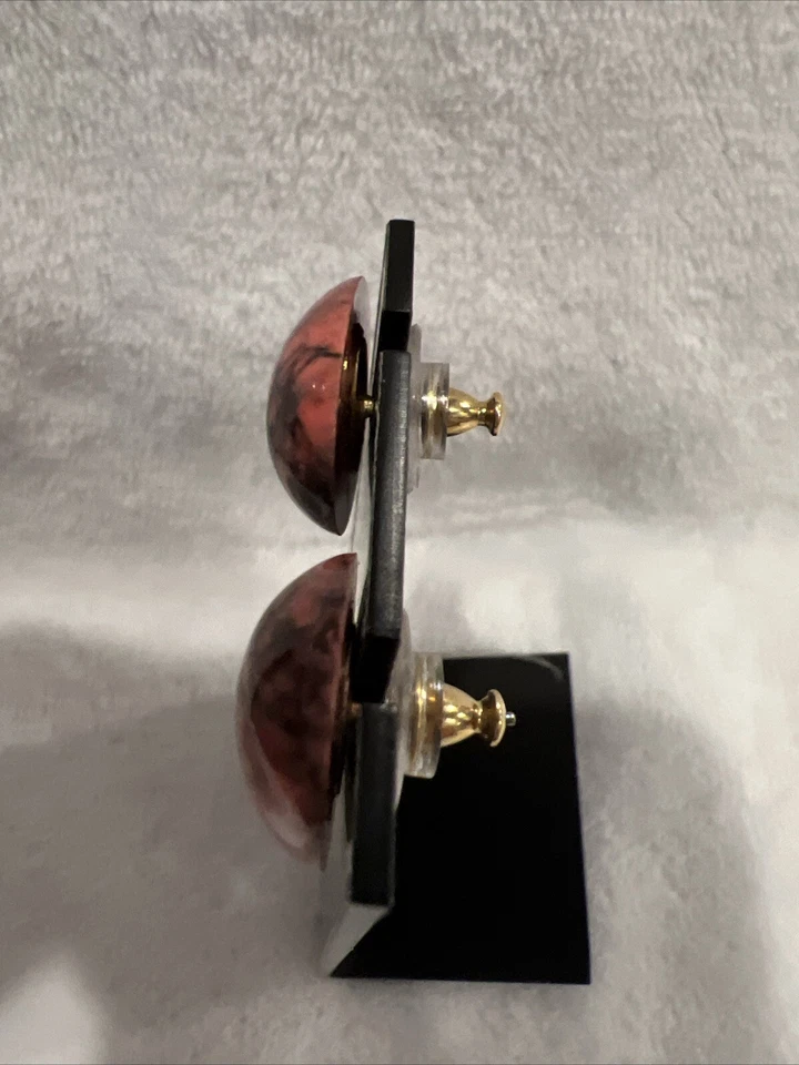 Винтажные овальные серьги MONET с розовой бирюзой шириной 1 дюйм 0,075 дюйма - Изображение 4 из 4