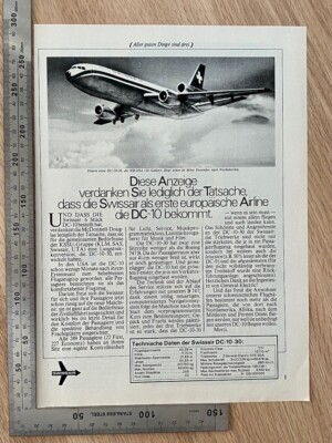 Swissair DC-10 30 Swiss Air Airline Original Vintage Werbung 1972 Reklame advert