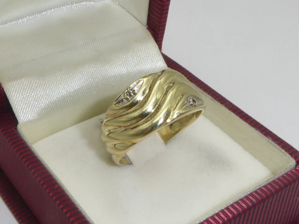 333 Gold Ring 8K Gelbgold Diamant breiter Bandring 3,94 g RG 58 - 18,4 mm 5934a - Bild 3 von 4