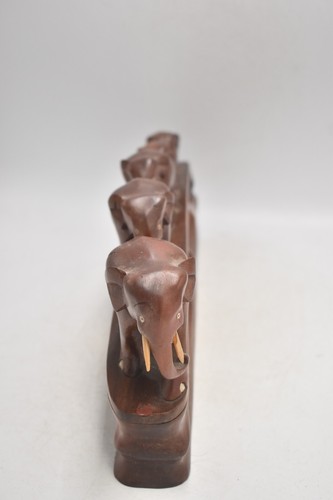 Vintage Teak Wooden Herd of 5 Elephants on a Bridge Figurines - Picture 22 of 24