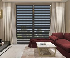 Set of 2 French Door/Balcony Door Stick-IT Day & Night Zebra Roller Blind