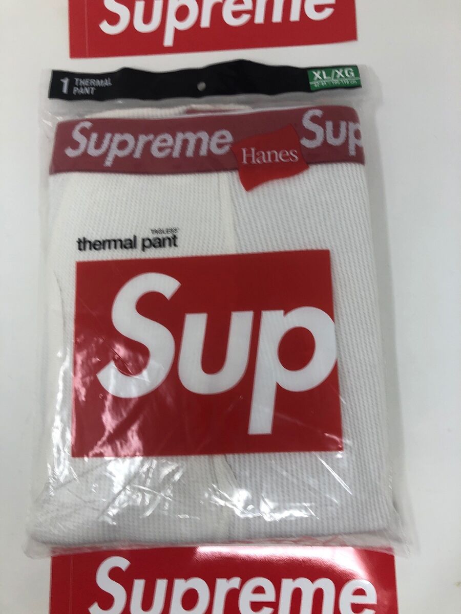 SUPREME x Hanes Thermal Pants (1 Pack) White XL box logo SUPREME x Hanes Thermal Pants (1 Pack) White XL box logo