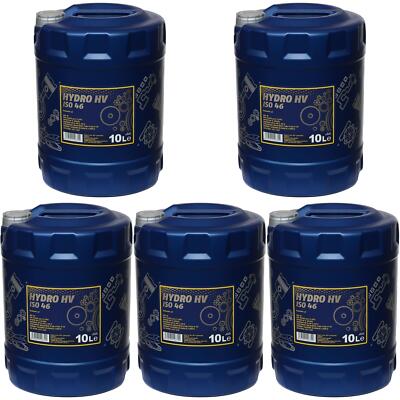5x 10 Liter Original MANNOL Hydrauliköl Hydro HV ISO 46 DIN 51524 Oil