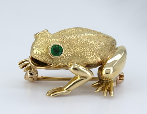 Spilla rana Tiffany & Co., smeraldo, oro giallo 18 carati - Foto 2 di 12