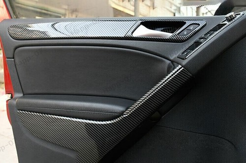 Carbon Fiber Interior Door Handle Lock Trim For Volkswagen VW Golf MK6 2010-2013 - Picture 4 of 6