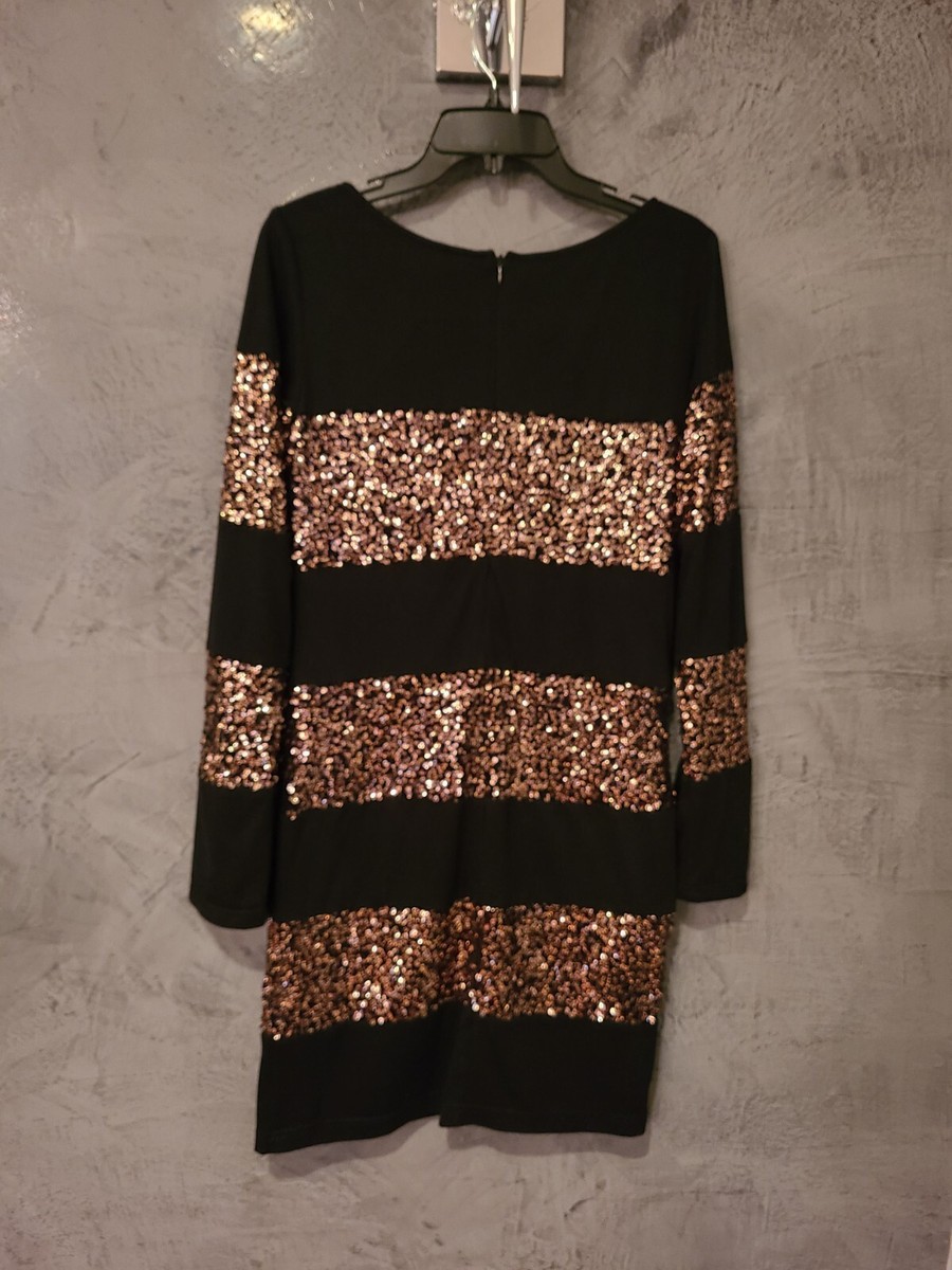 gianni bini black and gold sequin dress Baltic Born Womens Eclipse Sequin Midi Dress | Black + Gold main image 0