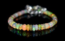 5''Natural Ethiopian Opal bracelet Fire Opal Gemstone Beads Bracelet S3182