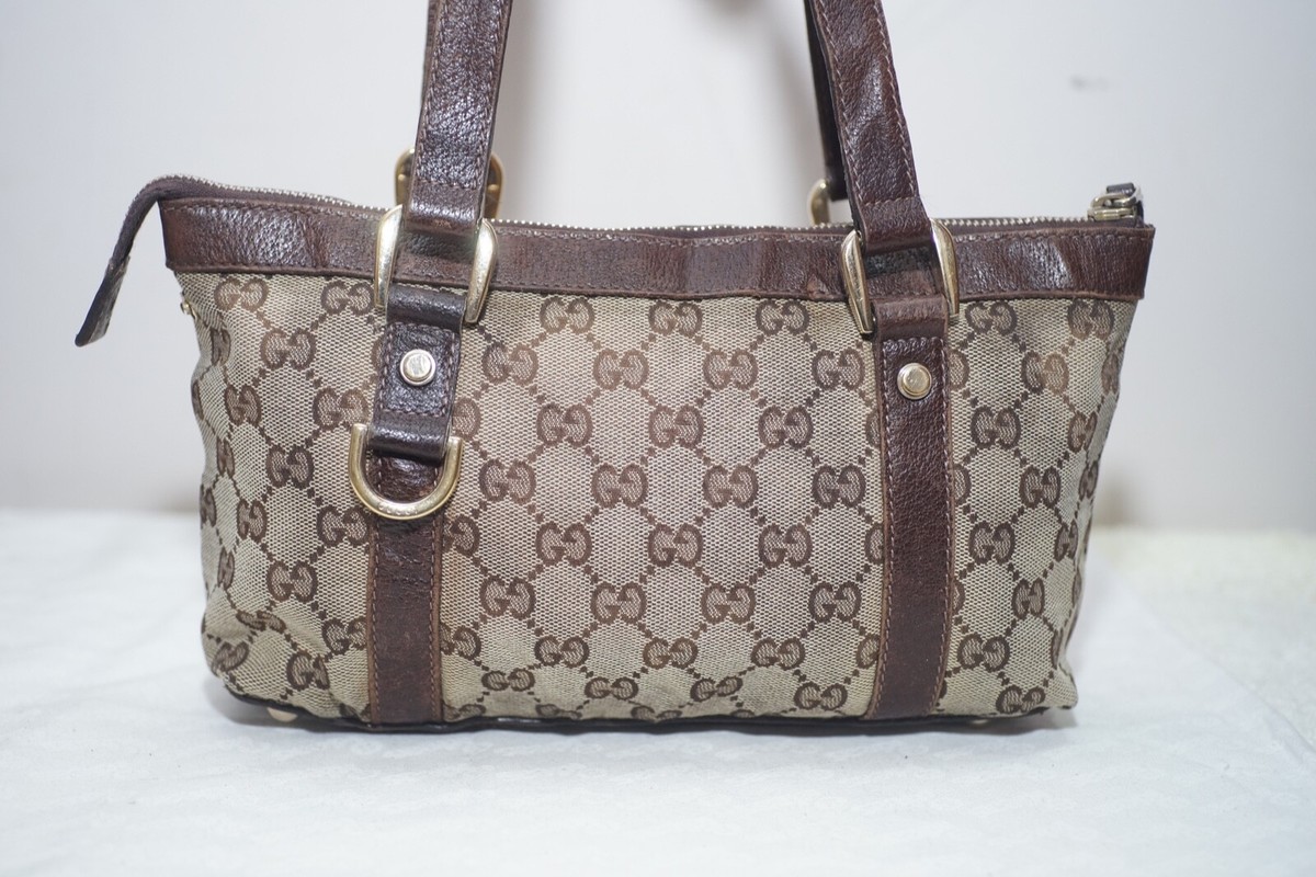 Gucci Beige/Brown GG monogram Canvas and Leather Abbey Tote Gucci Beige/Brown GG monogram Canvas and Leather Abbey Tote