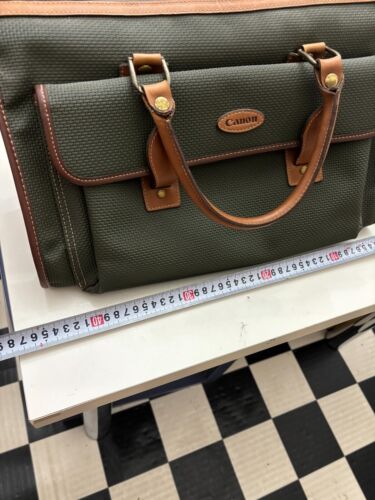《Near MINT》 Canon Big Bag Green Cloth Brown Lether High Capacity Case Japan🚀🎁