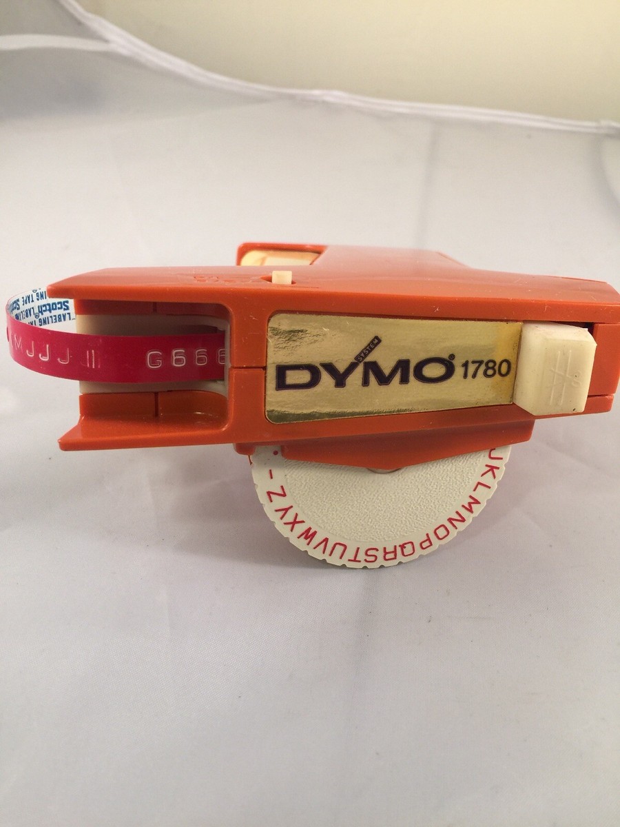 Vintage Dymo Home Labelmaker 1780 W Orange Script CAPS Wheels