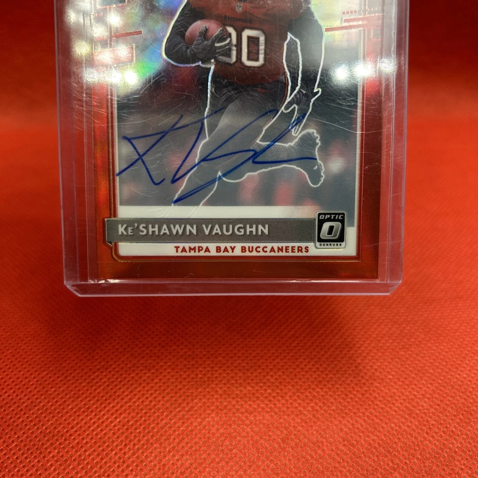 2020 Donruss Optic Rated Rookies Red Prizm /50 Ke'Shawn Vaughn Rookie Auto RC - Image 2 of 3