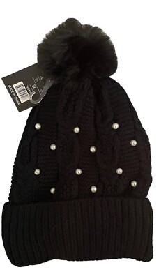 Women's Pom Pom Beanie With Fur Inside to Keep You Warm by HS Designer