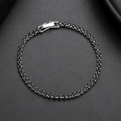 3MM Slim Holiday Party Jewelry Mystic Black Onyx Gemstone Women Bracelets Silver - Picture 2 of 6