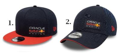 Selection of New Era F1 Red Bull caps. 9Forty, 9Fifty and Trucker styles.