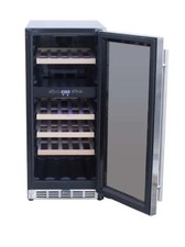 TrueFlame 15" Outdoor Rated Dual Zone Wine Cooler w/ Locking Door AMD-RFR-15WD