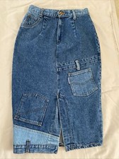 Corniche Vintage Denim Skirt Deconstructed Blue SZ 9-10 Hong Kong Rare Pristine