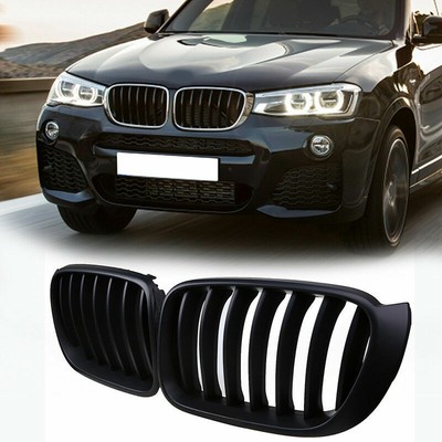 Huichi Gloss Black ABS Front Kidney Grille with Single Slat Mesh Grill Compatible for BMW X3 F25 X4 F26 2-pc Set