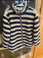 Crazy 8 Boys Fluffy Fleece Zip Up Sweatshirt Size Small 5/6 Blue Stripes