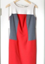 Banana Republic Dress Sheath Colorblock Red Grey White Career Work Dress Sz 2
