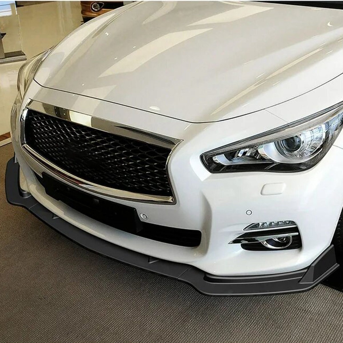 For 2014-2017 Infiniti Q50 Sport Glossy Black Front Bumper Lip Spoiler Splitter
