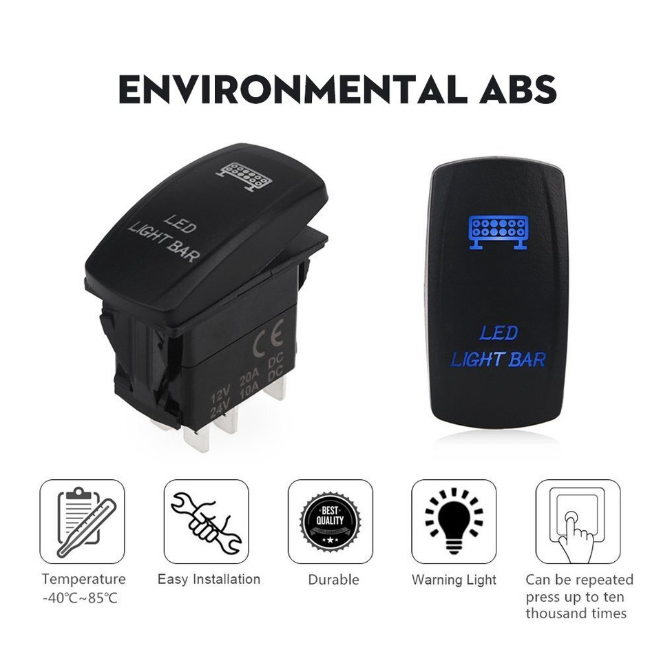 Blue LED Light Bar Laser Toggle Rocker Switch ON-OFF 5pin For ATV UTV ...