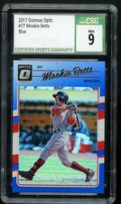MOOKIE BETTS 2017 Panini Donruss Optic #77 Blue Prizm Red Sox 107/149 CSG 9 Mint