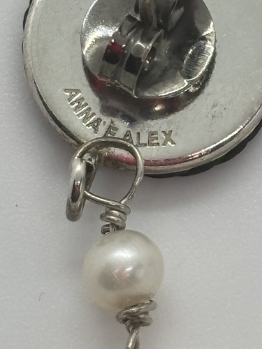 Schöne schicke stilvolle Anna E Alex Ohrringe Kameen auf sardonischen Muscheln 925 Silber - Bild 6 von 6