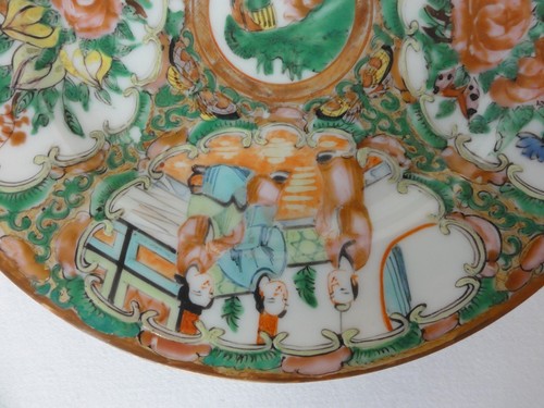"Antigua placa de medallón rosa porcelana china 6 1/8" - Imagen 4 de 12