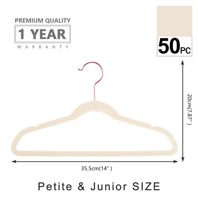 MIZGI Kids Velvet Hangers 50-Pack - Rose Gold Hooks, Non-Slip, Space-Saving For Children's Clothes - Holds Up To 10lbs Each - View #8