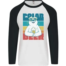 Polar Beer Funny Bear Alcohol Play on Words Mens L/S Baseball T-Shirt