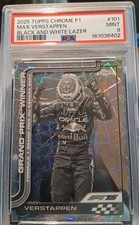 MAX VERSTAPPEN 2025 TOPPS CHROME F1 BLACK WHITE LAZER REFRACTOR #101 PSA 9 MINT
