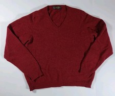 VTG Brooks Brothers Burgundy 100 Lambswool V Neck Sweater Made In Britain Sz L