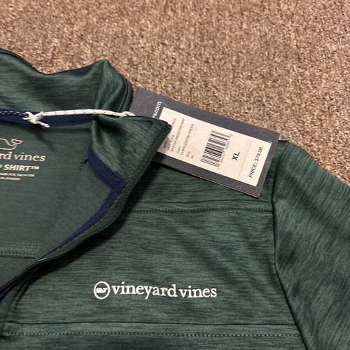 Chemise garçon Vineyard Vines verte manches longues performance quart zip neuve avec étiquette, XL - Photo 4/12
