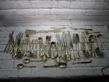 RSVP Gold Tone Flatware Silverware 117pc Lot Stainless Steel Set Indonesia