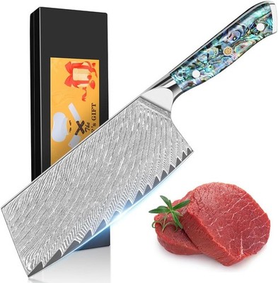 Meat Cleaver Knife 7 inch, Razor Sharp Professional Chef Knife, Hand Forged
