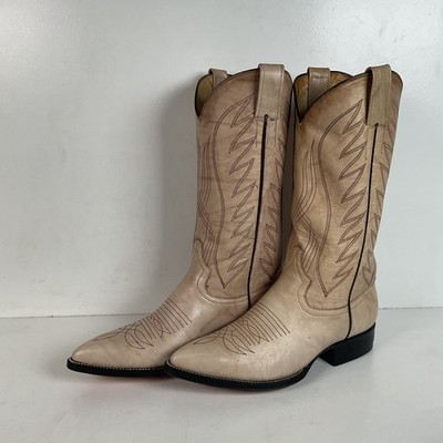 Vintage Vaquero Cowboy Boots | Off White | Wide | Men s 6.5 E | Women s 7.5