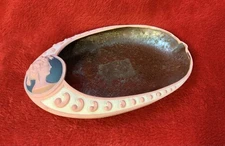 Antique Schafer Vater Pink Jasperware Cameo Classical Motif Hair Pin Tray