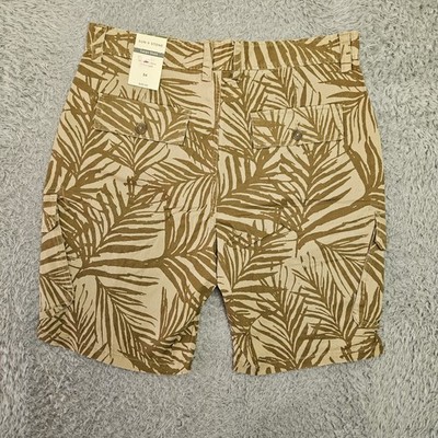 Sun Stone Shorts Men's 34 Classic Cargo Shorts Palm Leaves All Over Print   NEW