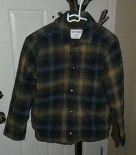 Old Navy Sherpa Lined Flannel Jacket Plaid Snap Boys L 10-12