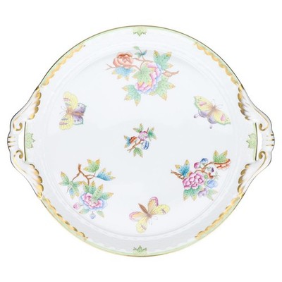 Kuchenplatte mit Griffen Modell 315 Herend Ungarn Victoria Rose VBO