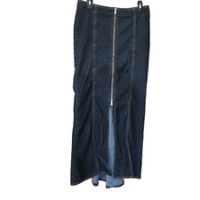 Bisou Bisou Denim Maxi Skirt Size 8 Mermaid Flare Blue 2 way zipper
