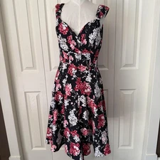 Cottagecore Dress Womens 8 Fit Flare Sleeveless V Neck Floral Party Guest
