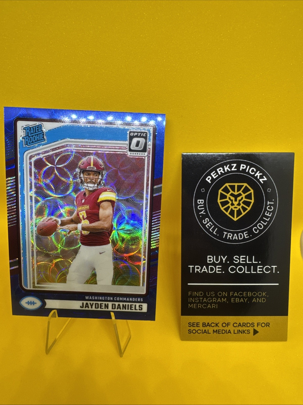 2024 Panini Donruss Rated Rookie Jayden Daniels Optic Preview Blue Scope Prizm