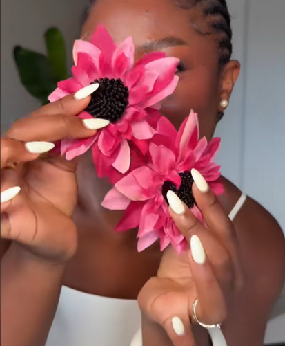 Zara Maxi Large Contrast Flower Floral Statement Earrings Pink 4548/087 New - Picture 16 of 23